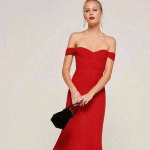 Reformation Off the Shoulder Gorgeous Red Dress